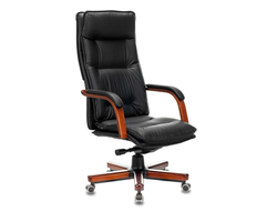 Кресло руководителя Бюрократ T-9927WALNUT черный кожа крестов. металл/дерево