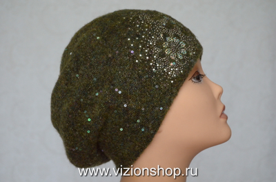 Зеленый зимний женский берет зима 2020 Италия Vizio фото