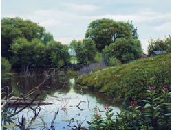 Купить греющую картину с фото репродукции старый пруд