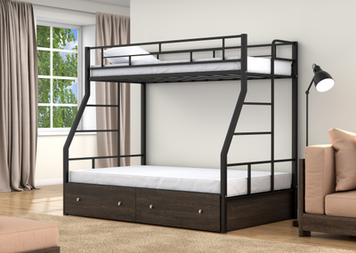 Двухъярусная кровать Раута Твист Черный ящики венге фото