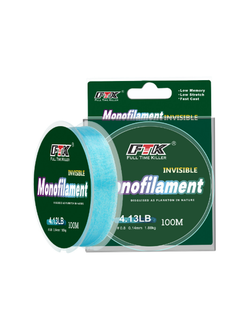 Леска монофильная FTK 3D (невидимка), голубая/ 100м/ 0,14мм