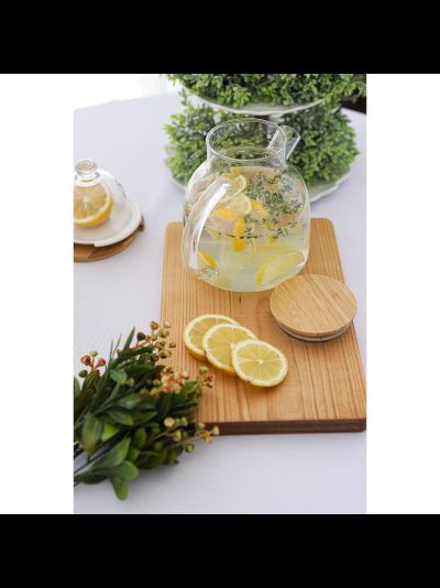 Чайник заварочный стеклянный с бамбуковой крышкой, 1200 мл