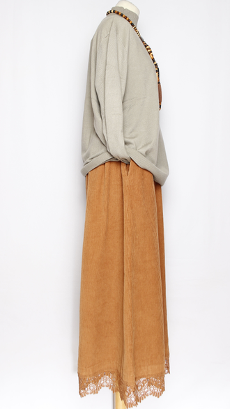 ЮБКА-БРЮКИ  вельветовая "Кружево"охра  р.50-58