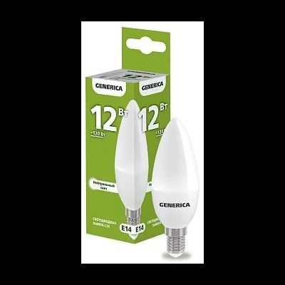 Лампа светодиодная свеча E14 12Вт 230В холодный свет Generica