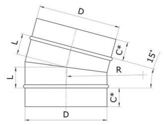 Отвод 15 градусов (круглый)