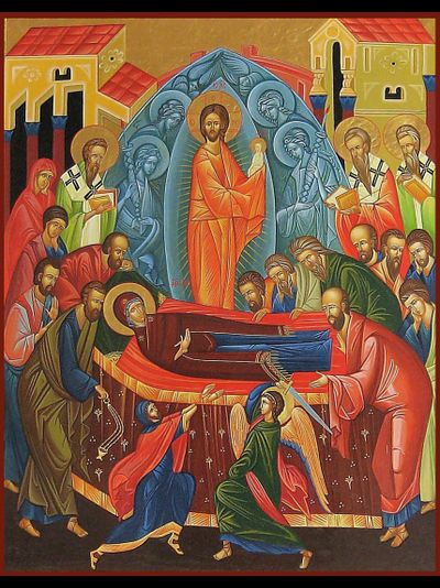 Успение Пресвятой Богородицы. Рукописная икона.