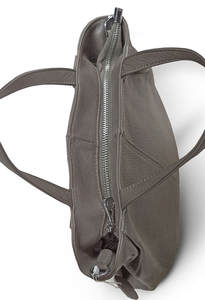 (АРТИКУЛ: 10016/5) СУМКА ЖЕНСКАЯ, СРЕДНЕГО РАЗМЕРА, НАТУРАЛЬНАЯ КОЖА, БЕЖЕВО-СЕРАЯ, С ПЛЕЧЕВЫМ РЕМНЕМ