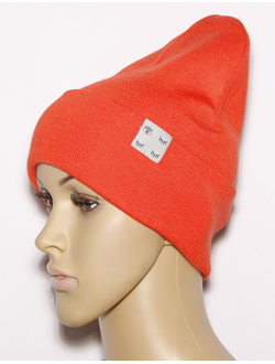 Шапка женская "Мелкая резинка с манжетой" 1049  красная, тиффани, зелёная