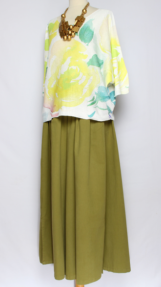 ДЖЕМПЕР ХЛОПОК "КИМОНО НАБИВНОЙ РИСУНОК" ветка, красные круги