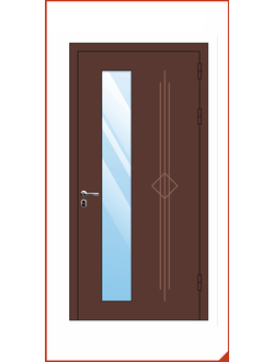 входная дверь со стеклопакетом. фрезерованная накладка мдф под эмалью (005)