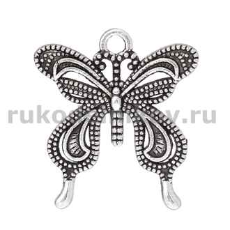 подвеска "Бабочка", цвет-античное серебро