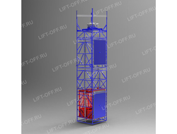 Грузовой подъемник в метало-каркасной шахте