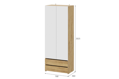 Абрау Шкаф двухстворчатый (с ящиками) Дуб золотой/Белый