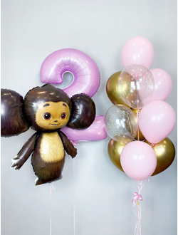 Набор шаров с гелием "Чебурашка"