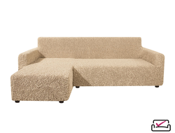 Чехол на угловой диван с левым выступом Микрофибра Капучино. ЗАЩИТА ДЛЯ МЯГКОЙ МЕБЕЛИ ОТ ЖИВОТНЫХ. ИТАЛИЯ Бренд Еврочехол