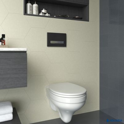 Инсталляция AQUAZIA ATOM 410 для подвесного унитаза, кнопка Atom Line (Soft Touch черная/хром)