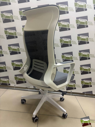 Кресло РЕКОРД М-878 белый пластик (серый) UTFC