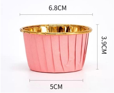 Форма бумажная/капсула для капкейков (50 шт., розовые/золото), 50*40мм