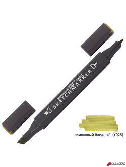 Маркер для скетчинга двусторонний 1 мм - 6 мм BRAUBERG ART CLASSIC, ОЛИВКОВЫЙ БЛЕДНЫЙ (Y025). 151853