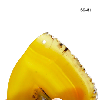 Агат тонированный (срез) желтый №69-31: с отв. - 79*50*5мм