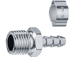 ЗУБР штуцер ?елочка?, 6 мм - 1/4?M, переходник с обжимным хомутом, Профессионал (64924-1/4-06)