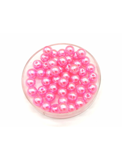 Бусины пластиковые под жемчуг 6 мм, цвет яркий розовый