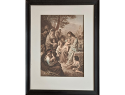 "Христос, благословляющий детей" литография, акварель Bernhard Plockhorst 1886 год