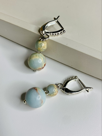 Серьги из голубого халцедона