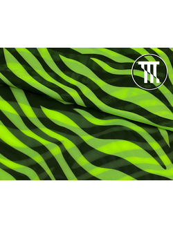 Сетка-стрейч принт Зебра, цв. Неон-зеленый (светлый)
