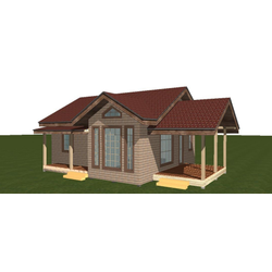 Одноэтажный каркасный дом с двумя спальнями 58м² (SK90)