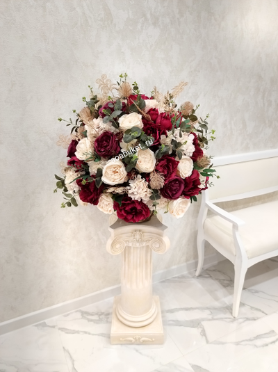 Композиция из искусственных цветов Бордо № Б011/Купить в Москве на сайте АОАБУКЕТ.РУ
