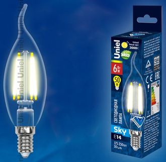 Светодиодная лампа Свеча на ветру LED-CW35-6W/WW/E14 Прозрачная/Матовая