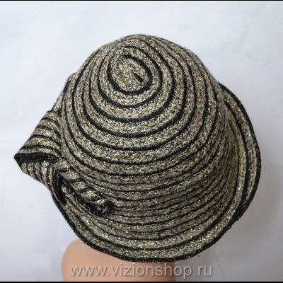 Шляпа женская из льна Vizio Италия 4804 золото с черным