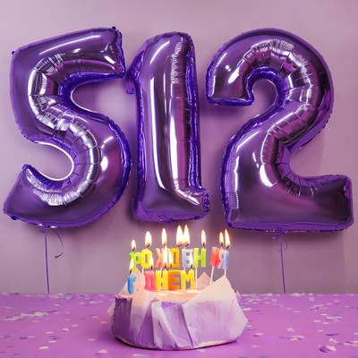 Цифра фольгированная, сиреневая (102см)