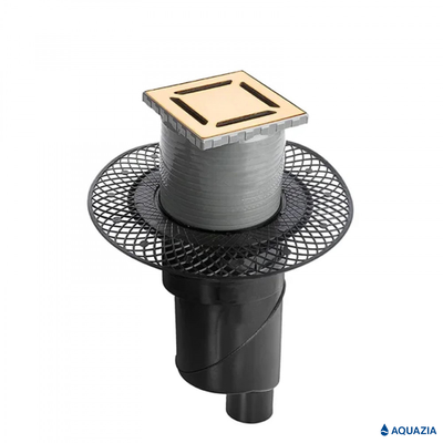 Трап водосток PLATZ Norma 100х100 Вертикальный выпуск (Золотой)