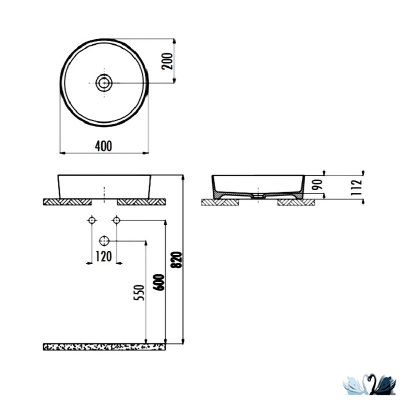 Раковина Creavit Loop LP140-00CB00E-0000 LP140 диаметром 40 см, глянец белоснежного цвета