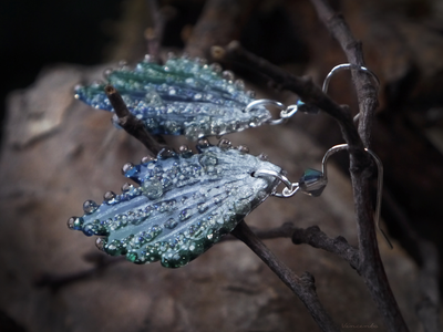 Серьги-крылья с капельками "Тайна Хрустального Леса", романтичный подарок девушке