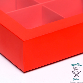 Коробка для конфет 4 шт, алый, 12,5 х 12,5 х 3,5 см