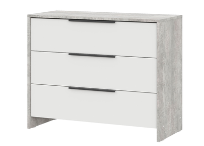 Камелия комод 3 ящика Цемент светлый / Белый текстурный
