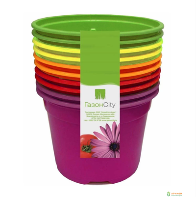 Горшок круглый ДУО 0,48л d10,5см h8см разноцветные упаковка 10шт