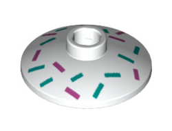 Dish 2 x 2 Inverted Radar with Medium Azure and Pink Short Lines Topping Pattern, White (4740pb017 / 6259652)