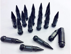 Комплект гаек Rays пули конус 12*1,25 черный HEX 17