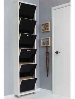 Обувница Айрон-6 Люкс (фасад стекло черное)