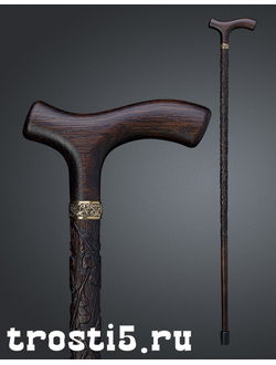 классическая трость коричневая с резьбой желудями