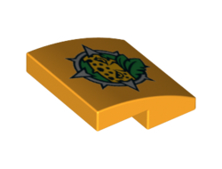 Slope, Curved 2 x 2 x 2/3 with Leopard Head and Leaves Pattern, Bright Light Orange (15068pb111 / 6179185)