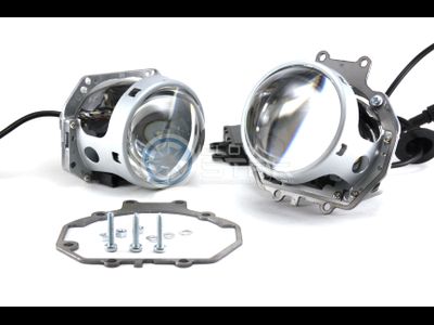 Комплект Biled Hella 3R Professional с рамками для замены штатных ксеноновых / галогенных линз автомобиля Mitsubishi Pajero 4 (2006 - 2014) на светодиодные