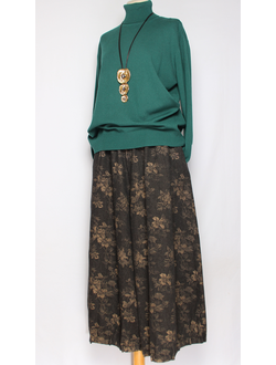 ЮБКА-БРЮКИ джинс-гобелен "ЗАЩИПЫ ЦВЕТОЧКИ" черная р.46-54