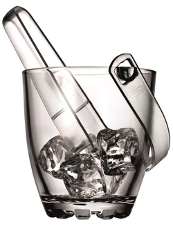 Ведро для льда d=13 см. 0,9 л. стекло, с пластиковыми щипцами