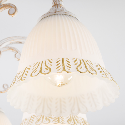 Классическая люстра со стеклянными плафонами Campina 60107/8 белый с золотом Eurosvet