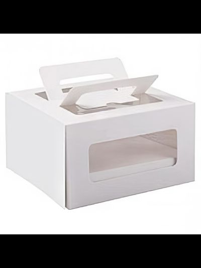Коробка для торта с ручками с/о (белая, Т22В), 200*200*200мм